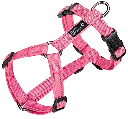 EXCELLENT ELITE SPANKER Kein Zug Hundegeschirr reflektierende Nylon Weste L-förmig einstellbar einfaches Haustier Geschirr für kleine mittlere große Rassen Hunde Walking Training(PIK-S)