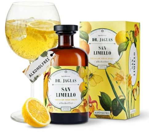 Dr. Jaglas San Limello - Limoncello alkoholfrei köstlich & erfrischender alkoholfreier Aperitif - aromatischer Geschmack nicht zu süß aus natürlichen Zutaten - im Geschenk Karton - 500 ml