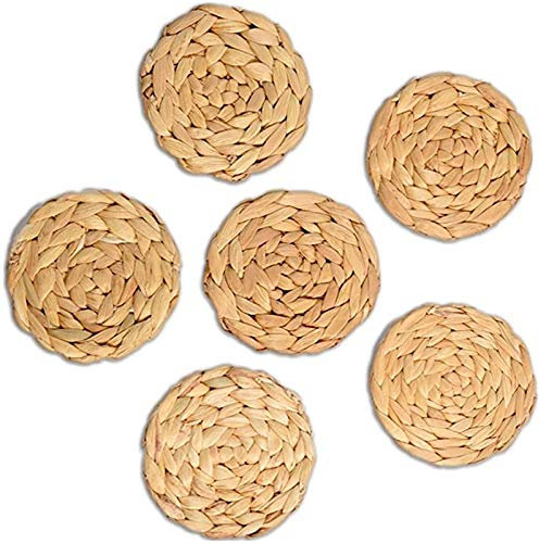 Lubrol Seagrass Coasters Handmade Water Hyacinth Coaster 6 Pieces Seagrass Coaster for Drinks Cup Coasters
