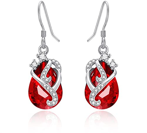 Ruby Earrings S925 Sterling Silver Ruby Jewellery for Women Garnet Earrings for Women Red Crystal Earrings Gift for Women