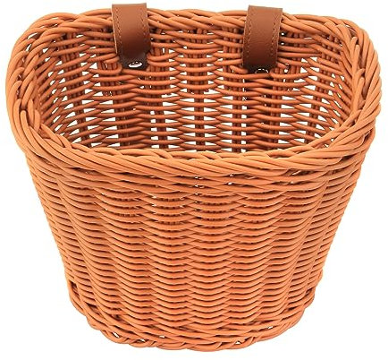 Twilight Garage Fahrradkorb Kinder,Fahrradklingel Retro,Fahrradkorb Geflochten,Abnehmbar aus Rattan,Fahrradtasche Kinder mit Lederriemen