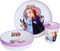 Juego de vajilla infantil bicolor - Juego de 3 piezas: Plato, cuenco y vaso para niños - Vajilla infantil con base antideslizante - Libre de BPA (Frozen)