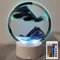 Lampe 3D en forme de sablier en mouvement liquide avec mouvement de sable profond, couleur RVB, rotation à 360° (sable gris)