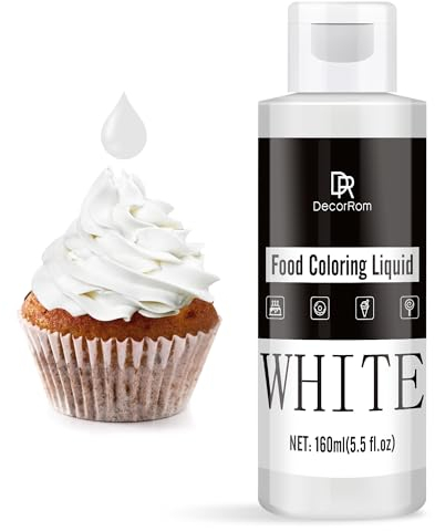 Lebensmittelfarbe - 160ml Flüssige Konzentrierte Lebensmittel Farben für Kuchen Dekoration, Backen, Kekse, Macaron - Zuckerfrei Food Coloring für Getränken, Tortendeko, DIY Slime, Osterei (Weiß)