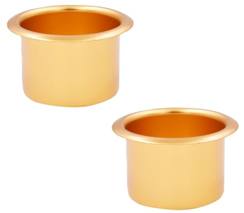 HugeDE 2 Pcs Metal Sofa Cup Holders Insert Drink Can Replacement Holders Recliner Car Cup Holders for Boat Table Golden