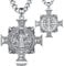 EUDORA Harmony Ball Collar Medalla de San Benito Cruz para Mujer Hombre Plata de Ley 925, Amuleto Collars San Benito Colgante St. Benedic Cristiano Católico Joyería Regalo para Padre Madre, 22+2