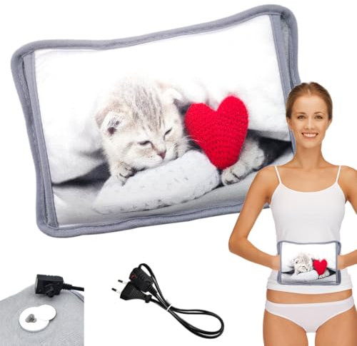 Powersell - Elektrische Wärmflasche 500W | Plüschgefüttert für Weichheit | Wärmespeicherung bis zu 5 Stunden | Hand- & Fußwärmer, Brillenhund, MICIO HERZ