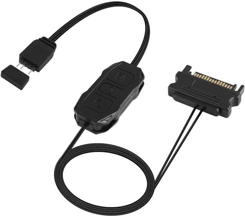 HATMINI ARGB Controller 5 V 3 Pins, Stromversorgung SATA Light Stripe Fernbedienung, integrierter Beleuchtungsmodus, manuelle Steuerung der Lichteffekte, für Motherboards oder DIY-Geräte