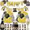 WIDEBG Silvester Deko 2024 Neujahr Luftballons Silvester Dekoration Happy New Year Banner Tortendeko Sektflasche Folienballons Stern Neujahrsdeko 2024 Party (39 Stück)
