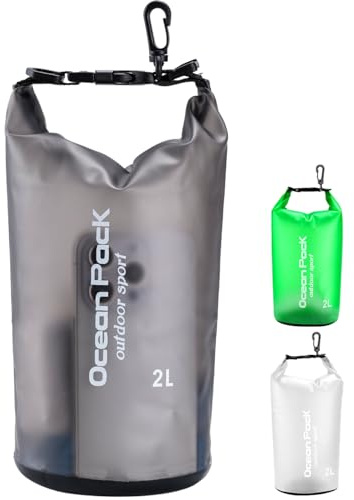 Henrycares Waterproof Dry Bag 2L 5L 10L 20L, Small Boat Dry Bag with Kayak Hook, for Travel Camping Hiking Swimming Boating Fishing (Black)