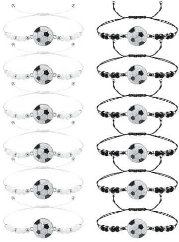 TNSRAY Bracelets Football Enfants, 12 pièce Football Bracelet Amitié Enfants Football Anniversaire, Bijoux Bracelet, Gadgets de Football pour Enfants, Amitié Réglable Tressée pour Garçon et Fille