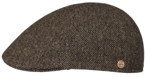 Mayser Classic Tweed Flatcap Schirmmütze Schiebermütze Wollcap Herren - Made in The EU Winter Herbst-Winter - 56 cm braun