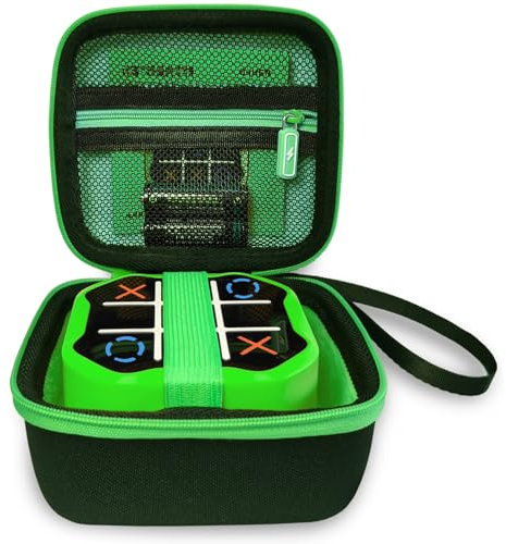 JCHPINE Hard Carrying Case for GiiKER Tic Tac Toe Bolt Game 3-in-1 Handheld Puzzle Game Console, Protective Storage Holder for GiiKER Tic Tac Toe Electronic Bolt Game Accessories (Only Case) (Green)