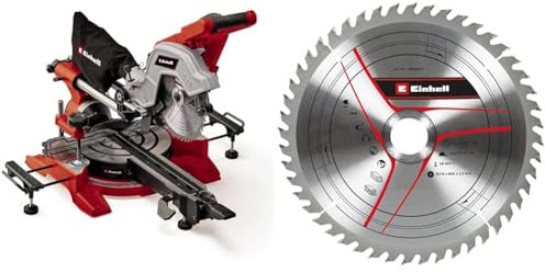 Einhell Scie à onglet radiale TE-SM 8 L Dual (1 800 W, lame de Ø 216 mm, largeur de coupe 305 mm, profondeur de coupe 65 mm, laser marquant la ligne de coupe) + 2ème lame incluse