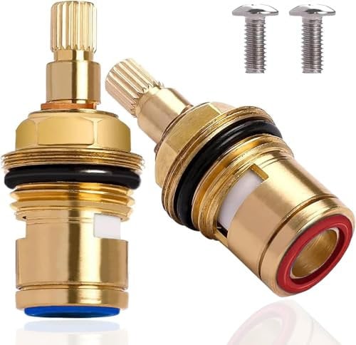 Lot de 2 têtes de robinet 1/2 - Universel - Pour robinets à deux poignées et vannes - Cartouche en laiton pour salle de bain et cuisine