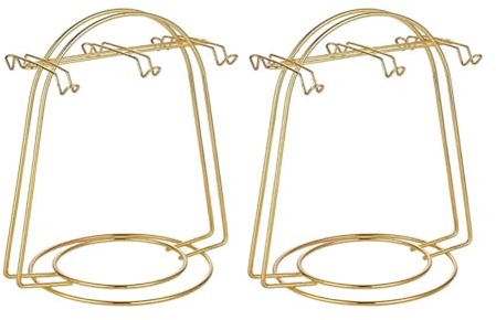 Uposao 2Pcs Tea Cups Display Stand Cup Holder Home Kitchen Desktop Coffee Cup Hanger Tea Set Rack Tableware Storage Rack Metal Rack