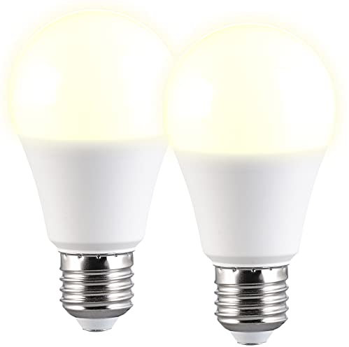 Luminea LED E27: 2er-Set LED-Lampen mit 3 Helligkeits-Stufen, 14 W, 1.521 lm, 3000 K, F (dimmbar, Glühbirne 3 Stufen dimmbar, Funkschalter)