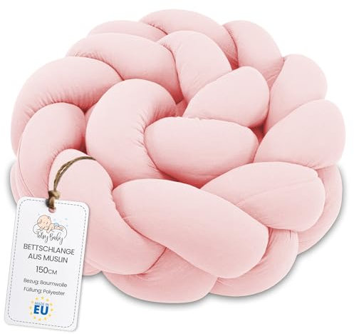 Totsy Baby Coussin en Mousseline Doudou Coussin Enfant décoration 150 cm - Coussin déco Moelleux Chambre d'enfant tressé Rose Poudré Mousseline