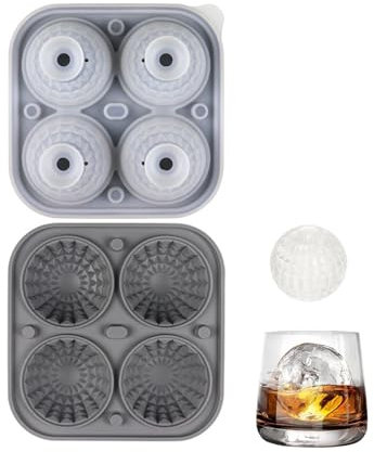 Hinapan Set of 4 Silicone Ice Cube Trays (Ball and Death Star), 3D Ice Ball Molds with Funnel Lid, BPA Free, Reusable, for Ice Whisky, Cocktail, Juice