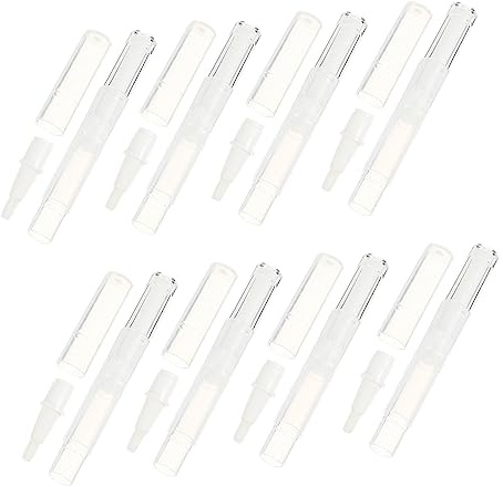 BAZEITFLOW Leere Nagelölstifte 3ml Transparente Kunststoffbehälter mit Pinselspitze 10 Stück Leichte Drehbare Flüssigkeitsröhrchen für Reise und Business