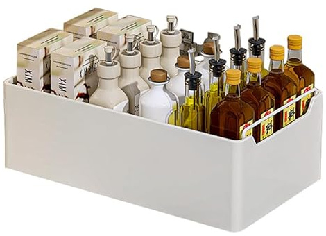 Creperture Ausziehbare Schublade Küche, Ausziehbare Küchenorganisatoren Erweiterbarer, Kein Bohren Metall Küchenschrank Innenschublade Organizer Ausziehbar, Weiß, 25cm B x 43cm T x 14 cm H