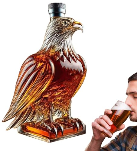 Pomberi Eagle Glass Whiskey Decanter, Eagle Shaped Whiskey Bottle, Animal WHI-skey Decanter, Ea-gle W-hiskey Glasses Animal Wine Decanterfor Men Collector Red Wine Beer Tasting Bachelor Event