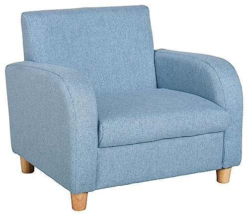 HOMCOM Poltrona per Bambini in Tessuto, Poltroncina per Cameretta di Design con Imbottitura, Max. 65 kg, 49x45x44 cm, Blu