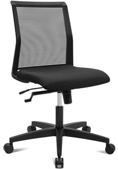 TOPSTAR Living Chairs Basic 10 – Bürostuhl mit Air+ Luftkissen-Technologie, ergonomisch und preiswert, Wippmechanik, Netzrücken, höhenverstellbar, Made in Germany, Top Preis-Leistung, Stoff schwarz