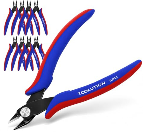 TOOLUTION Jeu 10 Pinces Coupantes Précision, Coupe Affleurante Acier HC | Dix pinces latérales coupe flush, acier haute densité, ressort intégré, idéales artisanat, électronique et modélisme