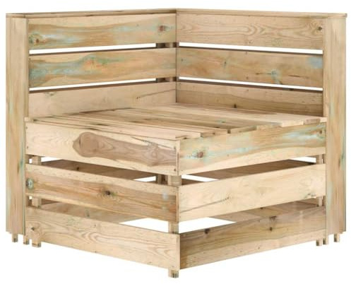 QJBSAVVA Paletten Ecksofa klein 69x70x66 cm grün imprägniertes Kiefernholz modularer Lounge Sofa für Garten Balkon Terrasse und kleines Wohnzimmer