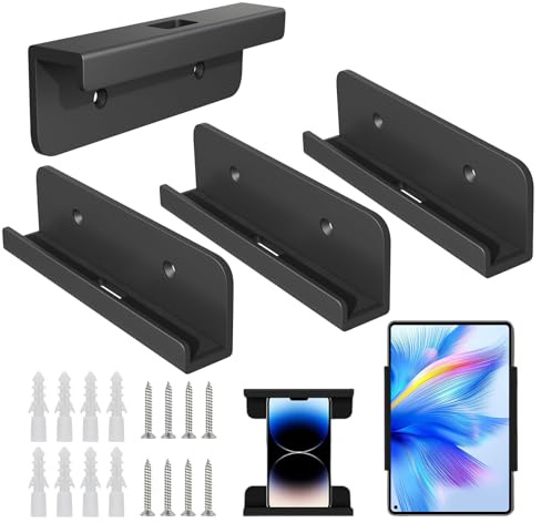 NCOALE 2 Paare Tablethalterungen Wand, Universelle wandhalterung Tablet Kompatibel mit iPad iPhone Samsung Xiaomi Lenovo Tablet Wandhalterung für Schlafzimmer Küche Bad