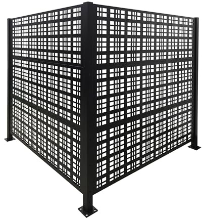 Relaxdays Mülltonnenverkleidung, Square, 2 Paneele je HxB 120 x 120 cm, modularer Sichtschutz, Mülltonnenzaun, schwarz