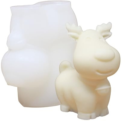 Silikon-Kerzenform „Rentier Rudolph“ – wiederverwendbare DIY Form für Weihnachtskerzen, aus flexiblem Silikon, für Raps-, Bienen- & Sojawachs – niedliche Rentierform ca. 7,7 x 3,8 cm