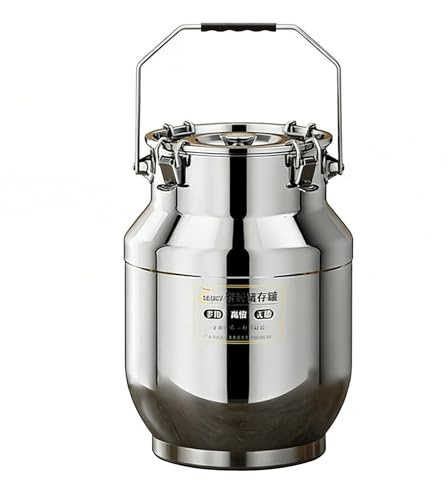 Bidon hermétique en Acier Inoxydable 304, Bidons de stockage de nourriture en métal,Pot à lait Robuste Seau à Lait Seau à Vin Bouteille de Seau Récipient de Stockage de Liquide Récipient à Lait