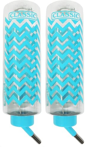 CLASSIC Small Animal Drinking Bottle 600ml Zig-Zag – Non-Leak, Twin-Ball Spout, Ideal for Rabbits, Guinea Pigs, Hamsters, and Small Pets - Pack of 2