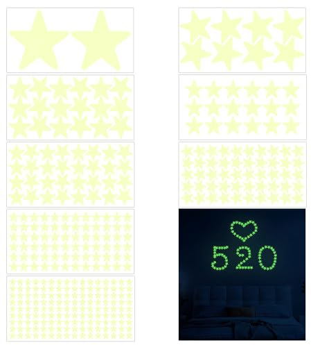 FEIHS 8 Sheets Glow in The Dark Wall Stickers,Suitable for home décor | PET, self-adhesive, DIY, classic and versatile, glow-in-the-dark,suitable for flat, smooth, dust-free surfaces