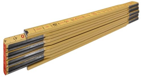 STABILA Zollstock Type 607, 2 m, gelb, metrische Skala, hochwertiger Meterstab aus PEFC-zertifiziertem Holz, umschließende Gelenkplatten