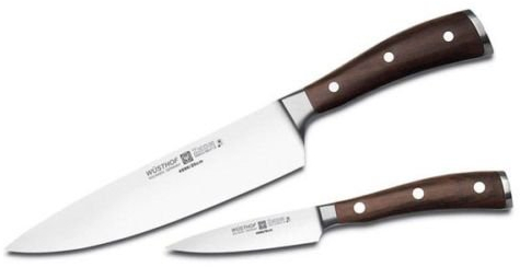 Wusthof Ikon Blackwood - Set di 2 coltelli da cucina da 20,3 cm e spelucchino da 8,9 cm