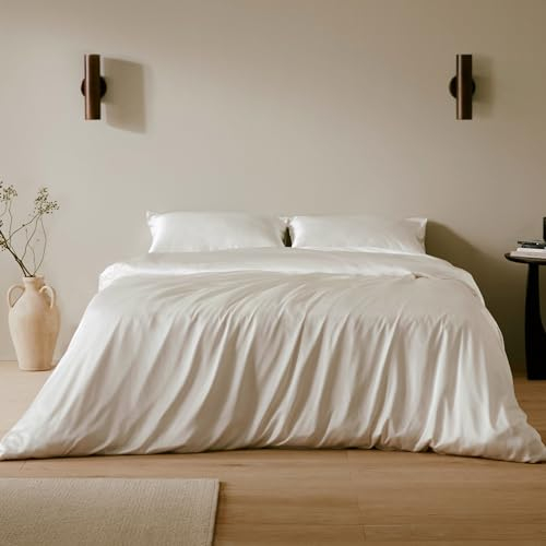 LilySilk Seide Bettbezug 200x200cm Bettbezüge mit edlem Schlafkomfort in 100% Seide von 19 Momme,Elfenbein
