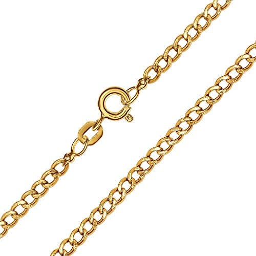 CLEVER SCHMUCK Goldenes Damen Fußkettchen Panzer 25 cm lang glänzend und weite Kettenglieder 333 Gold 8 Karat im Schmucketui