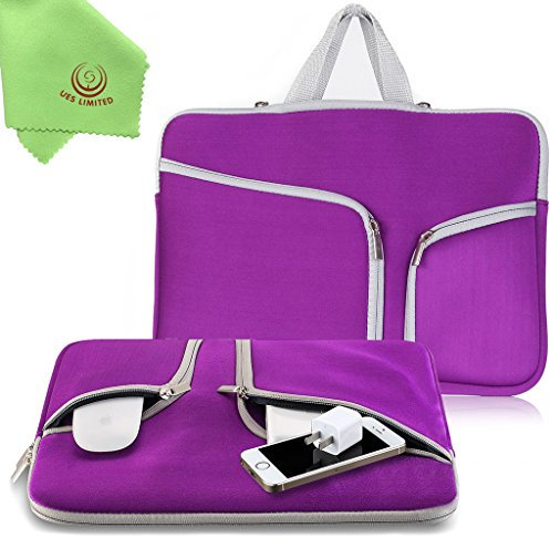 UESWILL Neoprene Soft Sleeve Bag Briefcase Compatible with MacBook Air 11 inch/MacBook 12 inch /11-12 inch Ultrabook Chromebook Notebook Netbook Computer Tablet,(Purple)