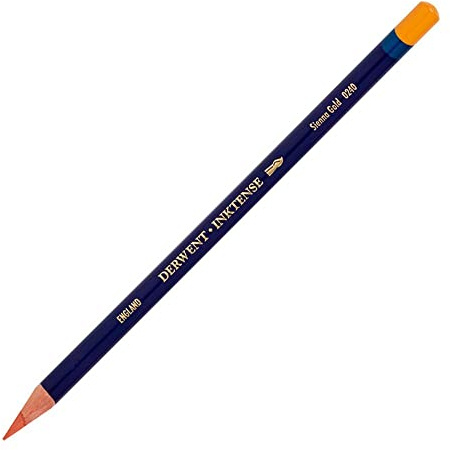 Derwent Inktense Permanent Watercolour Single Pencil, Sienna Gold (0240), 4mm Premium Core Strength, Water-Soluble, Ideal for Drawing, Colouring & Painting on Paper & Fabric, Professional Quality (2301855)