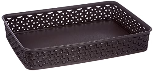 CURVER Panier de rangement A4 My Style - Pour Bureau, Entrée, Salon, Salle de Bain -35,8x26,2x6 cm - Chocolat