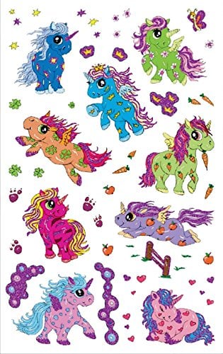 AVERY Zweckform 56063 - Glitter Sticker Einhorn Aufkleber, Tiersticker, Kindersticker, Kindergeburtstag, Mitgebsel, Gastgeschenke, Preise Partyspiele, Schatzsuche, Mädchen Geschenke, 15 Sticker
