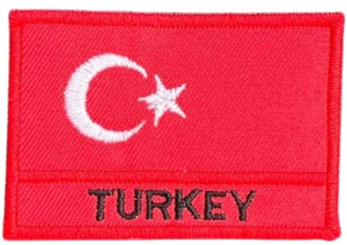 Bügel Aufnäher Flaggen Fahnen Bügelbilder Patch Bügel Applikation Bügel Aufnäher Patches zum aufbügeln Flagge Türkei 7,5 x 5,2 cm 