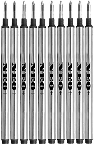 NEO+ Nachfüllen des Stifts Kompatibel mit MontBlanc Rollerball Kugelschreibern: Solitaire, Noblesse, Generation, Scent, Bohème, Classic und StarWalker, Jinhao, Gullor Rollerball Pen (10 x SCHWARZ)