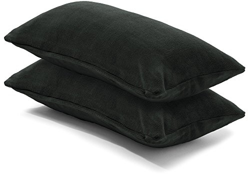 CelinaTex 2er Set Kissenbezug 40x80 cm Doppelpack Coral Fleece Kissenhülle, Kopfkissenbezug Kissen Überzug Comfortable schwarz 5001328