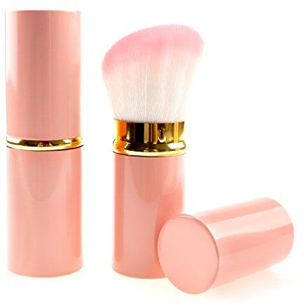 Pinceaux de maquillage rétractables pour fard à joues - Rose/noir/dégradé - Kabuki - Pinceau à fond de teint minéral doux - Rose
