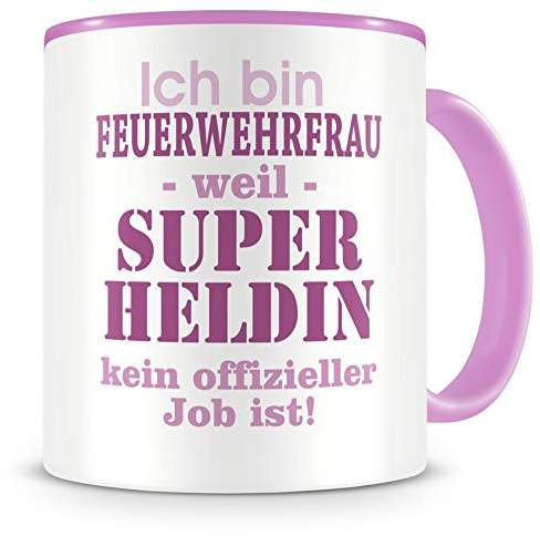 Samunshi® Ich bin Feuerwehrfrau Tasse Beruf Geschenk Kaffeetasse Teetasse Kaffeepott Kaffeebecher Becher rosa