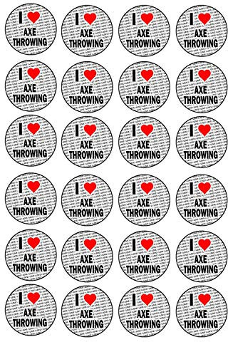 AK Giftshop I Love Axe Throwing - Circle Stickers - (Pack of 24)